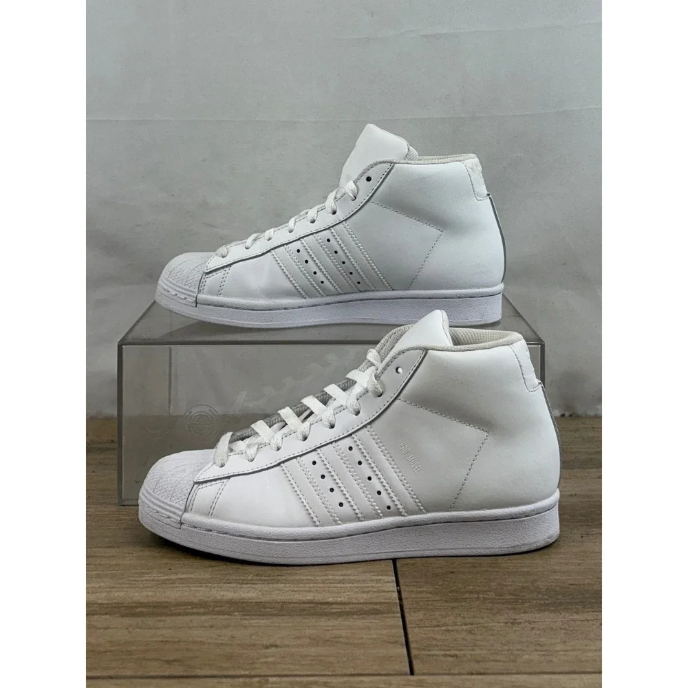 Adidas Pro Model High Top Sneakers White Leather Shell‎ Toe Men 5.5Y FY1854